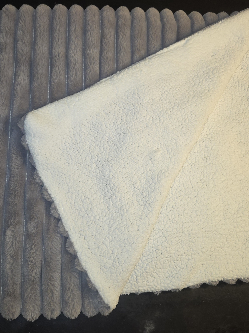 Hobby Lobby Reversible Sherpa Throw Blanket - White & Gray